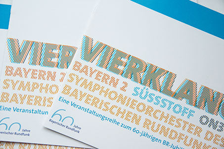 Printkonzeption: Vierklang - eine Veranstaltungsreihe zum 60. Geburtstag des Bayerischen Rundfunks